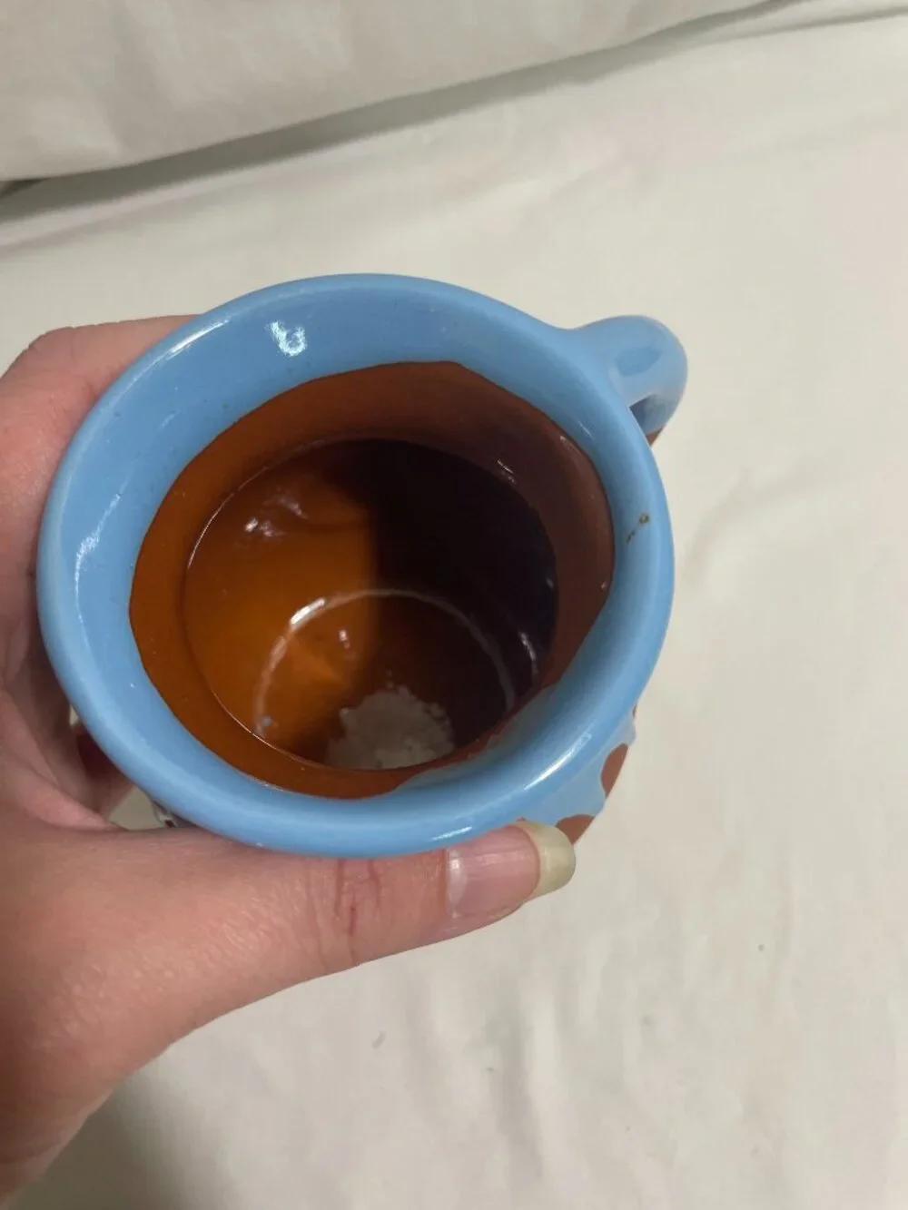 Blue Drip Glaze Pottery Creamer Pitcher Small Rustic Terracotta Milk Jug